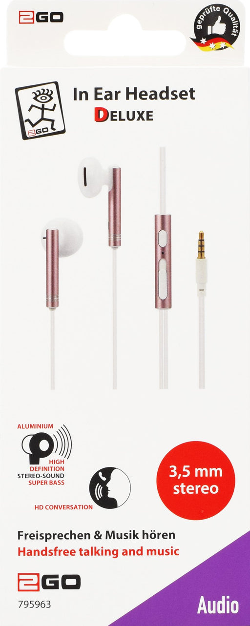 EAN 4010425959636 - 2GO 795963 auricular y casco Auriculares Alámbrico Dentro de oído Llamadas/Música Oro, Rosa imagen 2