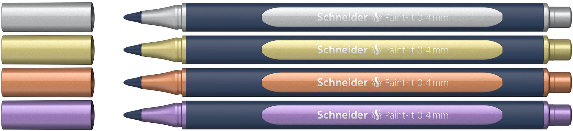 EAN 4004675162410 - Schneider Schreibgeräte Paint-It 050 Bolígrafo retráctil con clip Cobre, Oro, Violeta metalizado, Plata 4 imagen 1