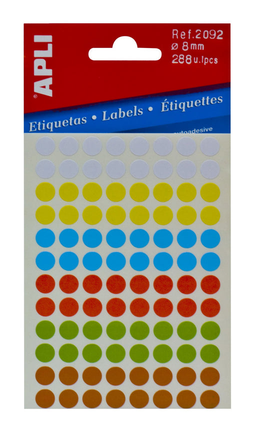 EAN 8410782020929 - APLI 02092 etiqueta autoadhesiva Alrededor Permanente Azul, Marrón, Verde, Rojo, Blanco, Amarillo 288 pie imagen 1