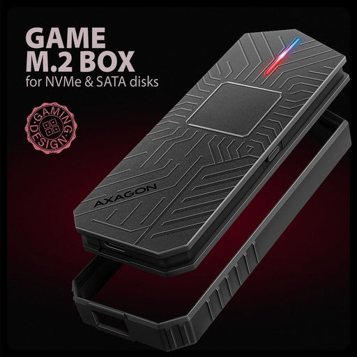 EAN 8595247908544 - Axagon EEM2-GAM, USB-C 10Gbps - NVMe & SATA SSD GAME M.2 box, bezšroubkový Caja externa para unidad de es imagen 3