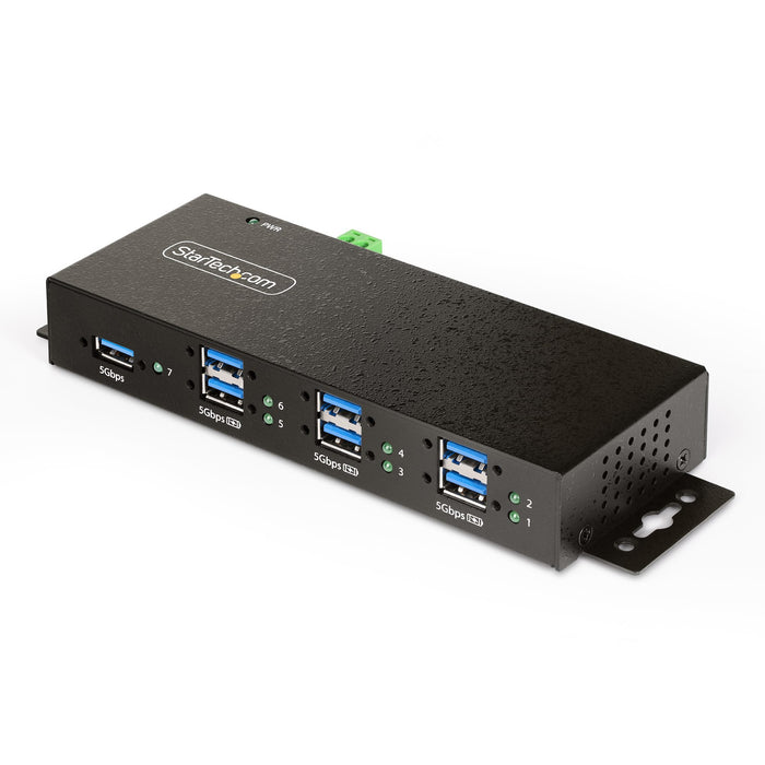 EAN 0065030898195 - StarTech.com 5G7AINDRM-USB-A-HUB hub de interfaz USB 3.2 Gen 1 (3.1 Gen 1) Type-B 5000 Mbit/s Negro imagen 1