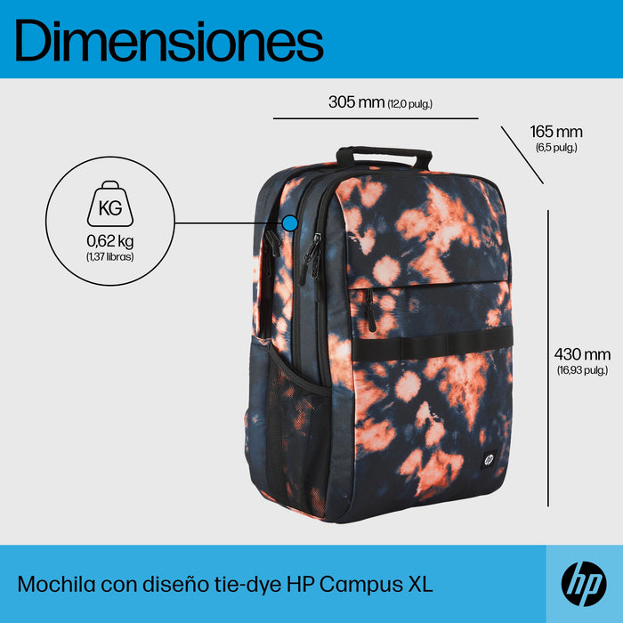 EAN 0197192487594 - HP Campus XL Tie Dye Backpack mochila Mochila informal Negro Poliéster, Poliespuma imagen 4