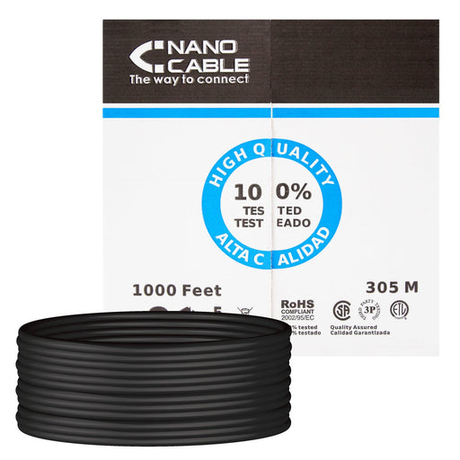 EAN 8433281007642 - Nanocable 10.20.0504-EXT-BK cable de red Negro 305 m Cat6 U/UTP (UTP) imagen 1