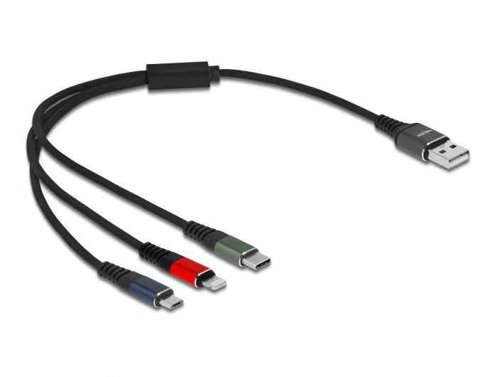 EAN 4043619872367 - DeLOCK 87236 cable USB USB 2.0 0,3 m USB A Micro-USB B/Lightning/Apple 30-pin Negro, Azul, Verde, Rojo imagen 1