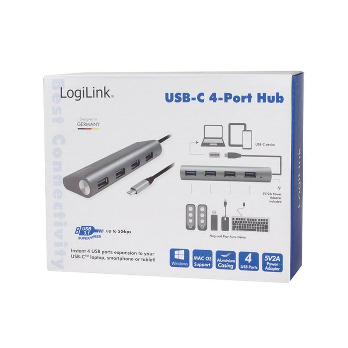 EAN 4052792048643 - LogiLink UA0309 hub de interfaz USB 3.2 Gen 1 (3.1 Gen 1) Type-C 5000 Mbit/s Gris imagen 6