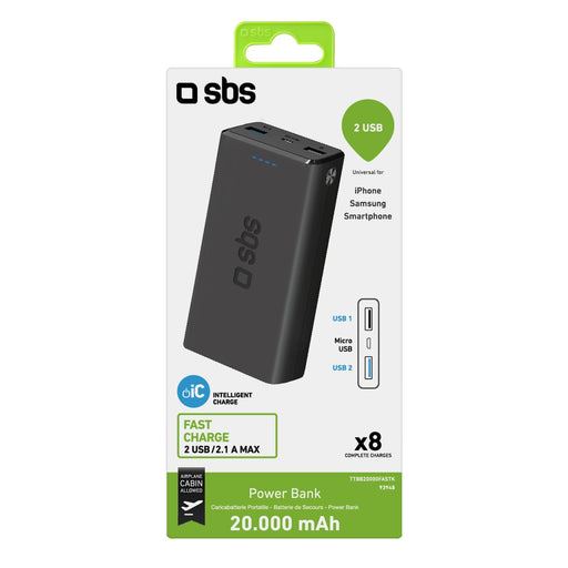 EAN 8018417293948 - SBS TTBB20000FASTK batería externa Polímero de litio 20000 mAh Negro imagen 2