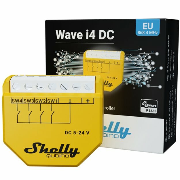 EAN 3800235269084 - Shelly Qubino Wave i4 DC Interruptor inteligente Amarillo imagen 3