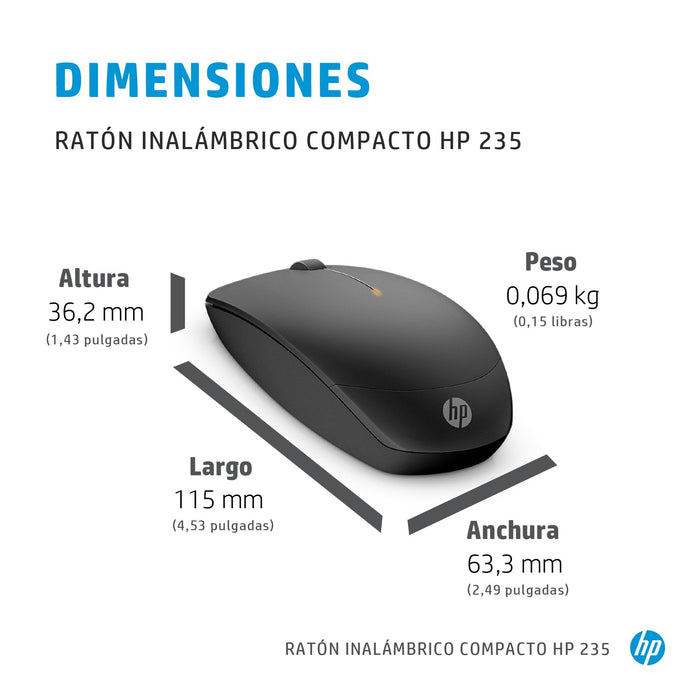 EAN 0198122956425 - HP 235 Slim Wireless Mouse ratón Oficina Ambidextro RF inalámbrico Óptico 1600 DPI imagen 4
