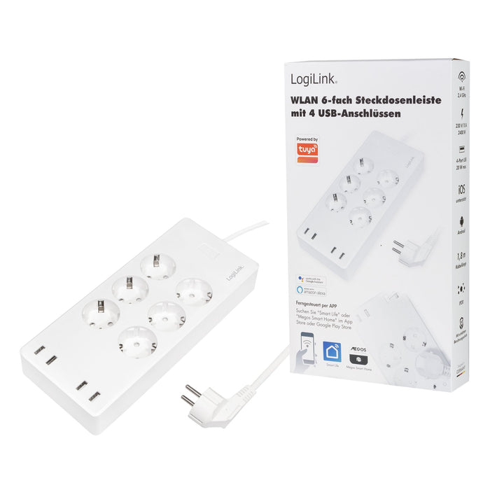 EAN 4052792066784 - LogiLink SH0105 regleta inteligente 6 salidas AC Tipo F 1,8 m 4 2400 W Blanco imagen 1