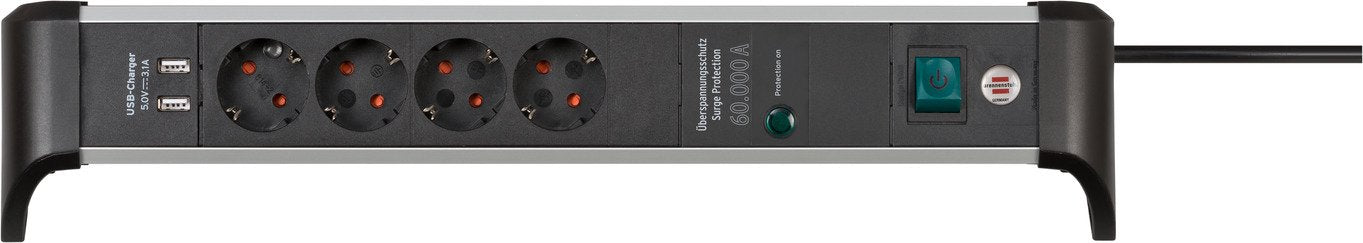 EAN 4007123677047 - Brennenstuhl 1391020410 base múltiple 1,8 m 4 salidas AC Interior Negro, Plata imagen 1