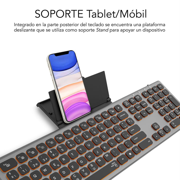 EAN 8436586742669 - SUBBLIM SUBKB-3MIE310 teclado Universal RF Wireless + Bluetooth QWERTY Español Negro, Gris imagen 7