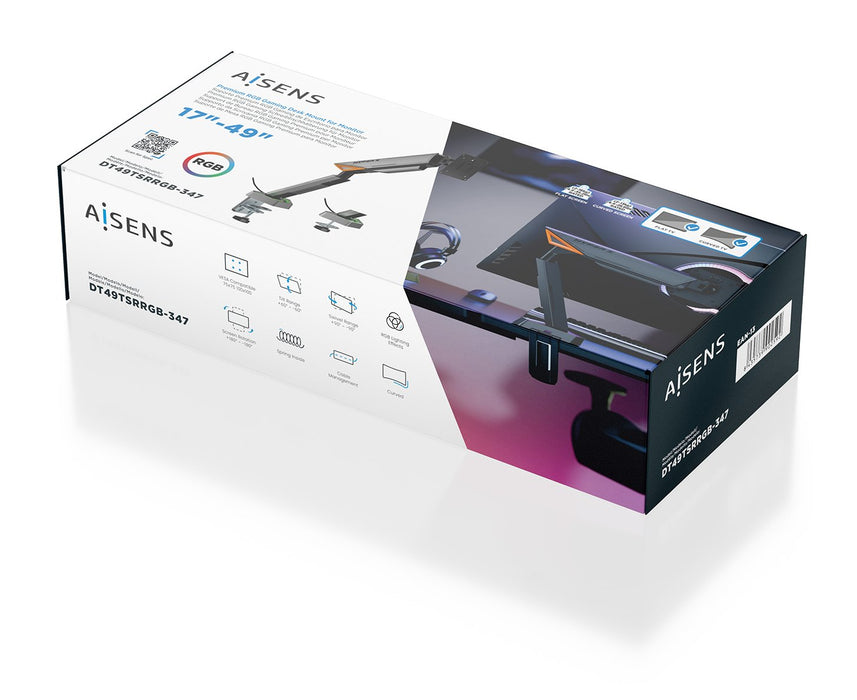 EAN 8435739902592 - AISENS DT49TSRRGB-347 soporte para monitor 124,5 cm (49") Escritorio Negro, Gris imagen 6