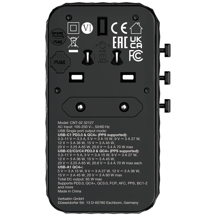 EAN 0023942321279 - Verbatim CNT-02 Universal Negro Corriente alterna Carga rápida Interior imagen 4
