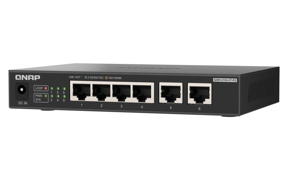EAN 4711103085738 - QNAP QSW-2104-2T-R2 switch No administrado 10G Ethernet (100/1000/10000) Escritorio Negro imagen 4
