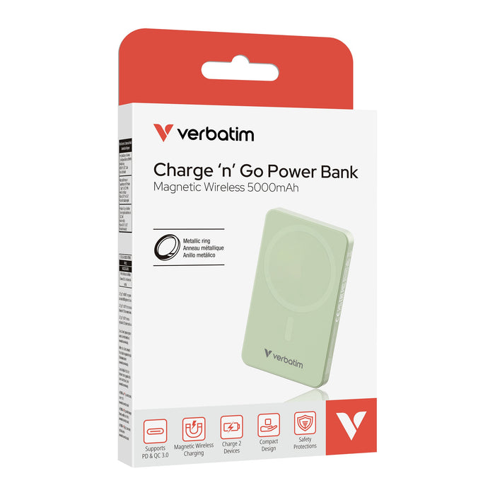 EAN 0023942322269 - Verbatim Charge 'n' Go Essentials 5000 mAh Cargador inalámbrico Verde imagen 4