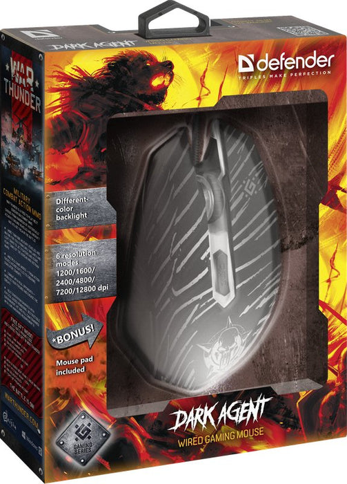 EAN 4714033525909 - Defender DARK AGENT GM-590L ratón Juego mano derecha USB tipo A Óptico 12800 DPI imagen 6