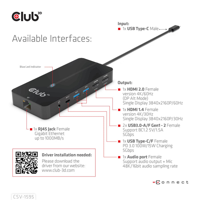 EAN 8719214472269 - CLUB3D CSV-1595 base para portátil y replicador de puertos USB 3.2 Gen 1 (3.1 Gen 1) Type-C Negro imagen 7