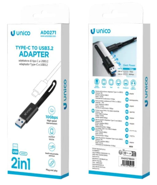 EAN 8435719602719 - UNICO AD0271 cambiador de género para cable USB C USB A Negro imagen 2