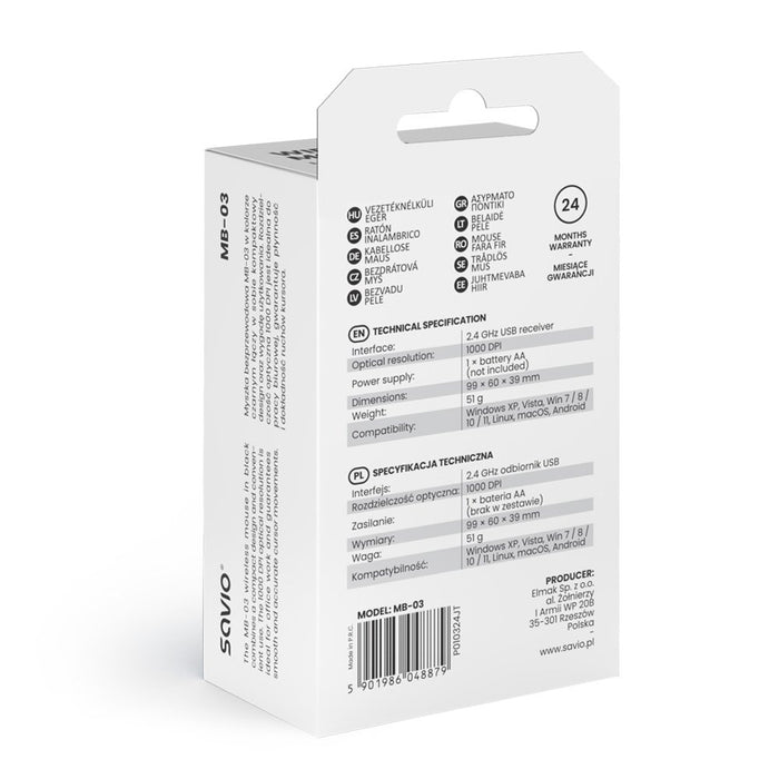 EAN 5901986048879 - Savio MB-03 ratón Universal 1000 DPI imagen 5