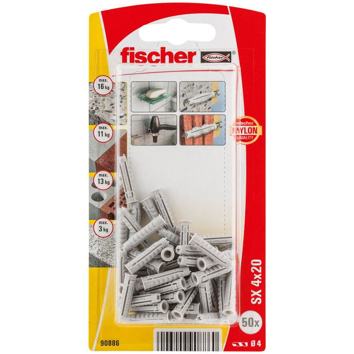 EAN 4006209908860 - Fischer 90886 tornillo de anclaje y taco 50 pieza(s) Enchufe de pared 20 mm imagen 1