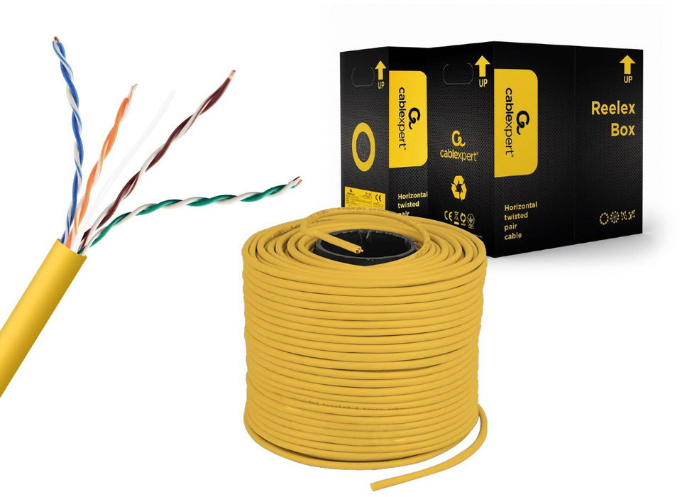 EAN 8716309123952 - Gembird UPC-5004E-SOL-Y cable de red Amarillo 305 m Cat5e U/UTP (UTP) imagen 3