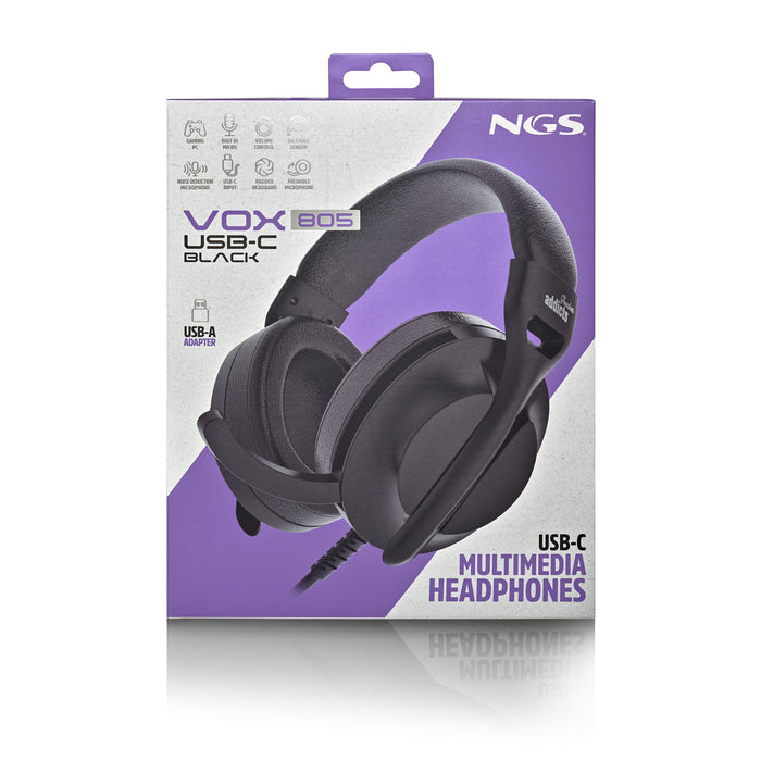 EAN 8435430626681 - NGS VOX805 USB-C BLACK Auriculares Alámbrico Diadema Llamadas/Música USB Tipo C Negro imagen 6