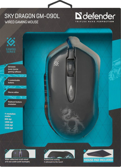 EAN 4714033520904 - Defender GM-090L ratón Juego mano derecha USB tipo A Óptico 3200 DPI imagen 2