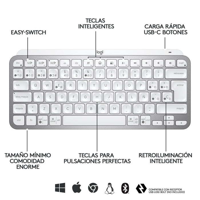 EAN 5099206098954 - Logitech 920-010491 teclado Oficina RF Wireless + Bluetooth QWERTY Español Gris imagen 12
