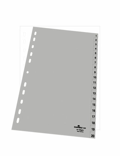 EAN 4005546665146 - Durable 6522-10 Separador numérico con pestaña Polipropileno (PP) Gris imagen 2