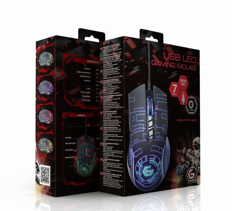 EAN 8716309121798 - Gembird MUSG-RGB-01 ratón Juego mano derecha USB tipo A 3600 DPI imagen 1