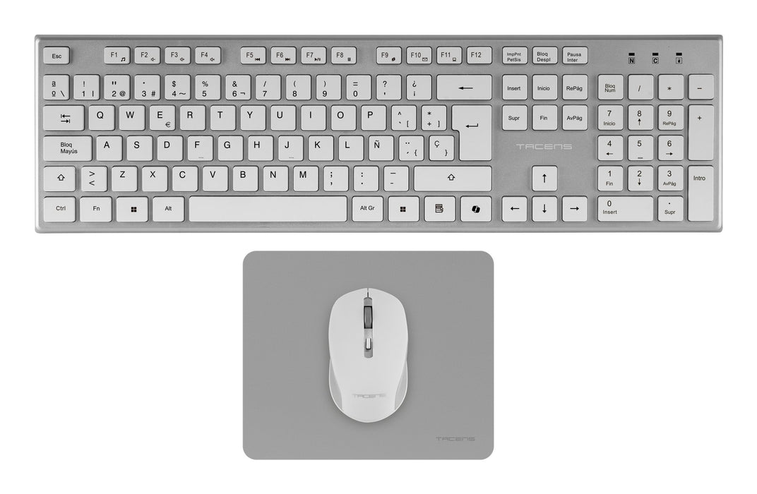 EAN 8435693112143 - Tacens 6ZENITHWES teclado Ratón incluido Hogar / Oficina RF inalámbrico QWERTY Español Plata, Blanco imagen 1