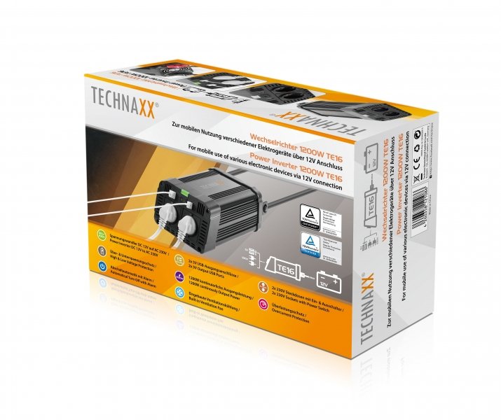 EAN 4260358121086 - Technaxx 1200W TE16 adaptador e inversor de corriente Interior Negro imagen 10