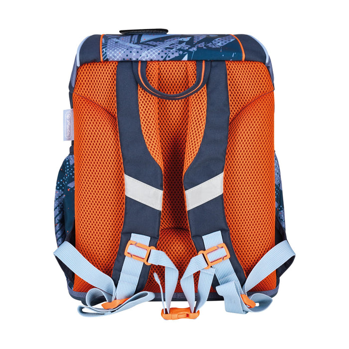EAN 4008110396767 - Herlitz UltraLight Plus TechMech juego de mochila escolar Niño Poliéster Azul, Naranja imagen 5
