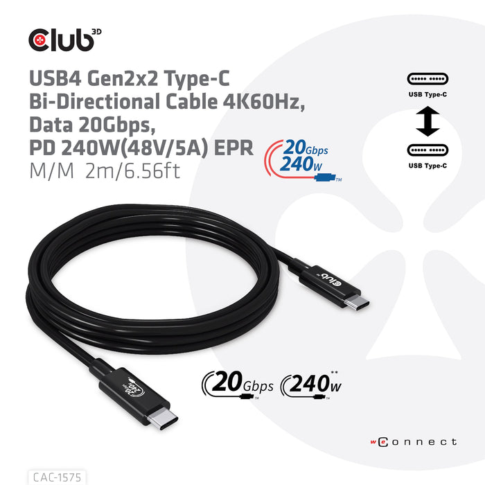 EAN 8719214472313 - CLUB3D CAC-1575 cable USB USB4 Gen 2x2 2 m USB C Negro imagen 6