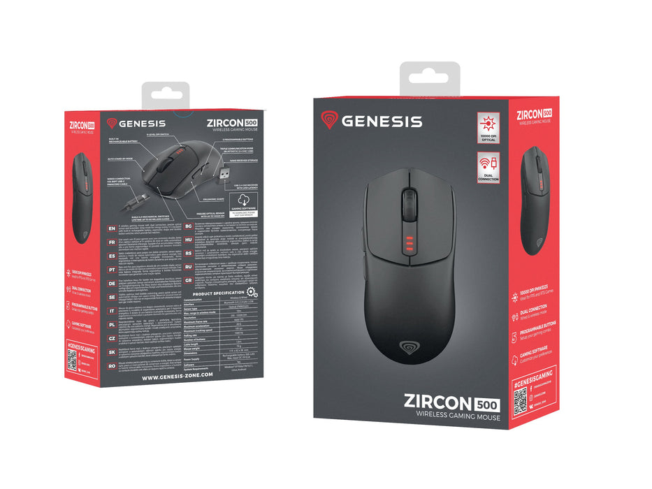 EAN 5901969443943 - GENESIS Zircon 500 ratón Juego mano derecha RF Wireless + Bluetooth + USB Type-C Óptico 10000 DPI imagen 15