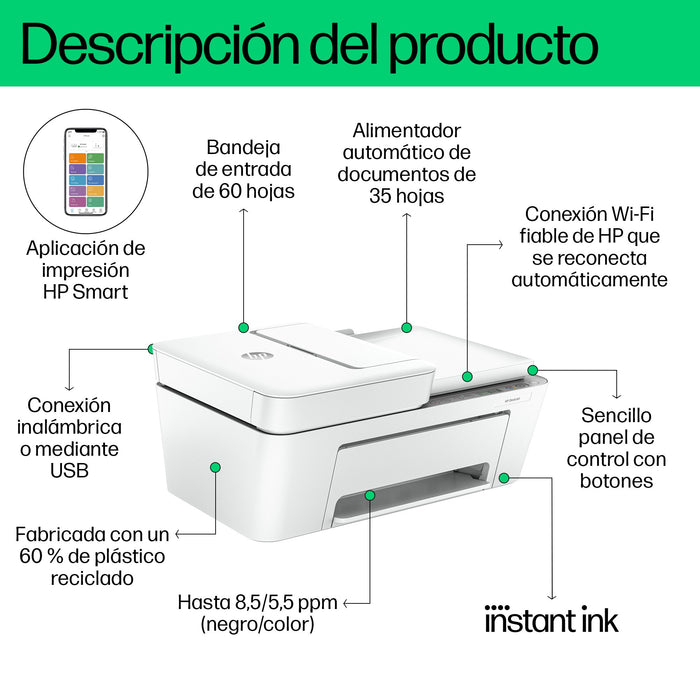 EAN 0196337379985 - HP DeskJet 4220e All-in-One Printer Inyección de tinta térmica A4 4800 x 1200 DPI 8,5 ppm Wifi imagen 5