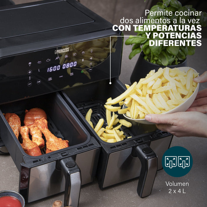 EAN 8712836969360 - Princess 182074 Doble 8 L Independiente 1700 W Freidora de aire caliente Negro, Acero inoxidable imagen 25