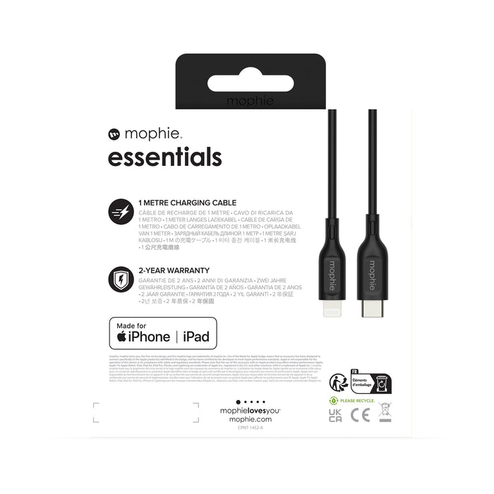EAN 0840056199323 - mophie essentials Lightning to USB-C | charging cable 1M Negro imagen 5