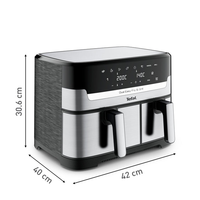 EAN 3045380024236 - Tefal Dual Easy Fry & Grill EY905D Doble 8,3 L Independiente 2700 W Freidora de aire caliente Acero inoxi imagen 16