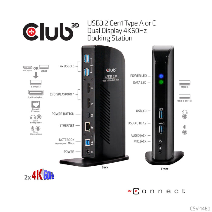 EAN 8719214470777 - CLUB3D CSV-1460 base para portátil y replicador de puertos Alámbrico USB 3.2 Gen 1 (3.1 Gen 1) Type-A Neg imagen 10