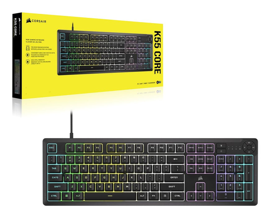 EAN 840006666547 - Corsair K55 CORE RGB teclado Juego USB QWERTY Inglés de EE. UU. Negro imagen 3