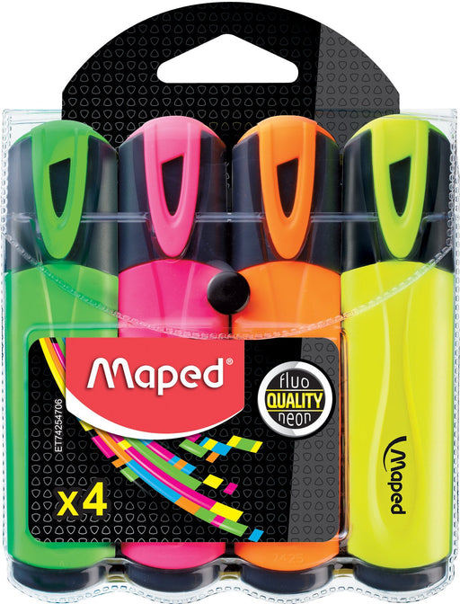 EAN 3154147425473 - Maped Fluo'Peps marcador 4 pieza(s) Punta de cincel Colores surtidos imagen 1