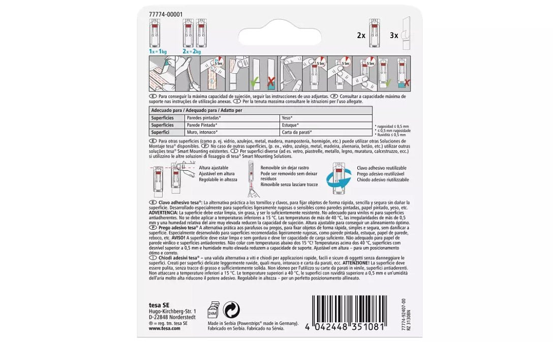 EAN 4042448351081 - TESA 77774-00001-00 Interior Gancho para fotos Rojo, Blanco 2 pieza(s) imagen 9