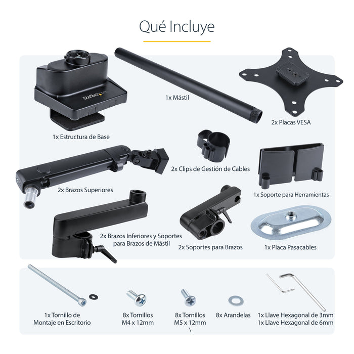 EAN 65030892537 - StarTech.com ARMDUALPIVOT soporte para monitor 81,3 cm (32") Escritorio Negro imagen 20