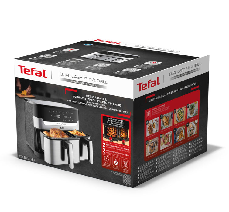 EAN 3045380024236 - Tefal Dual Easy Fry & Grill EY905D Doble 8,3 L Independiente 2700 W Freidora de aire caliente Acero inoxi imagen 17