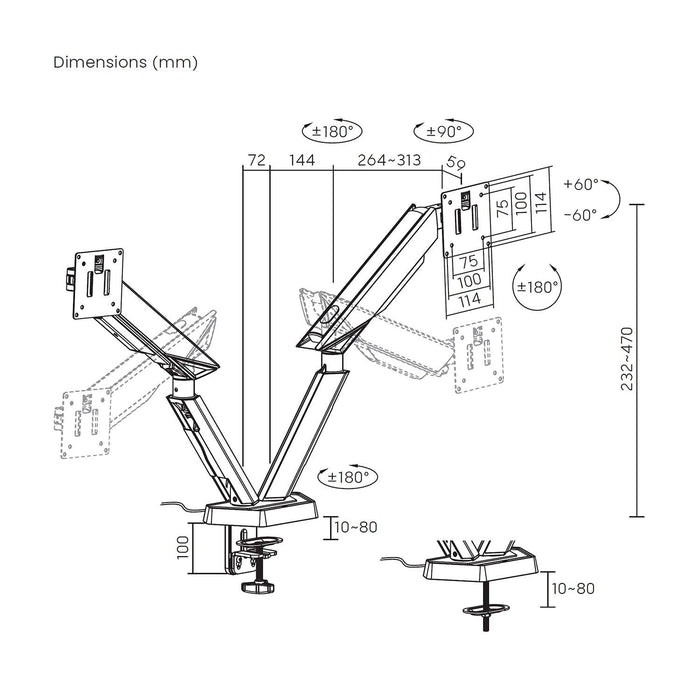 EAN 8435739902608 - AISENS DT38TSRRGB-349 soporte para monitor 96,5 cm (38") Escritorio Negro, Blanco imagen 7