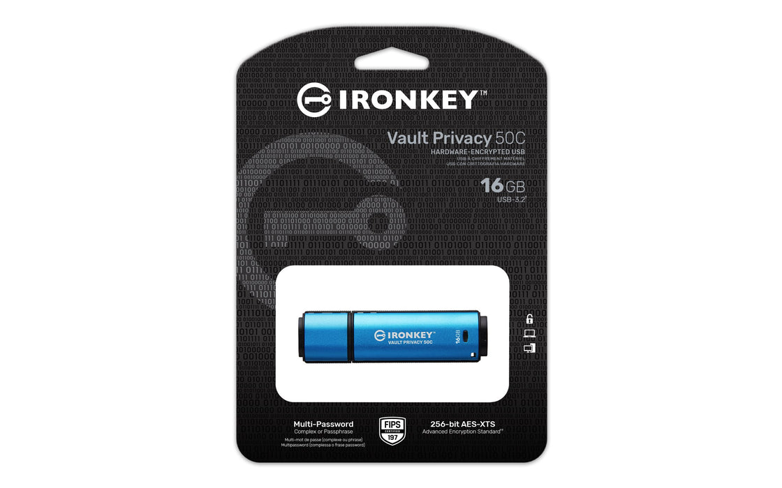 EAN 740617330298 - Kingston Technology IronKey Vault Privacy 50 unidad flash USB USB Tipo C 3.2 Gen 1 (3.1 Gen 1) Negro, Azul imagen 3