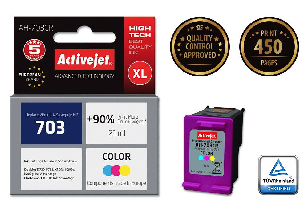 EAN 4902412128234 - Activejet AH-703CR cartucho de tinta 1 pieza(s) Compatible Alto rendimiento (XL) Cian, Magenta, Amarillo imagen 1