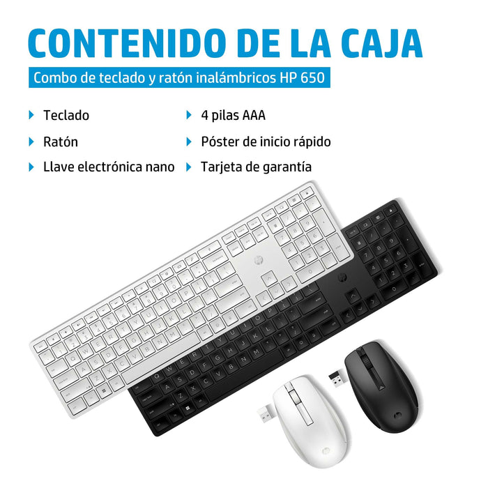 EAN 0196188141182 - HP 650 Wireless Keyboard and Mouse Combo Black teclado Ratón incluido Hogar RF inalámbrico imagen 5