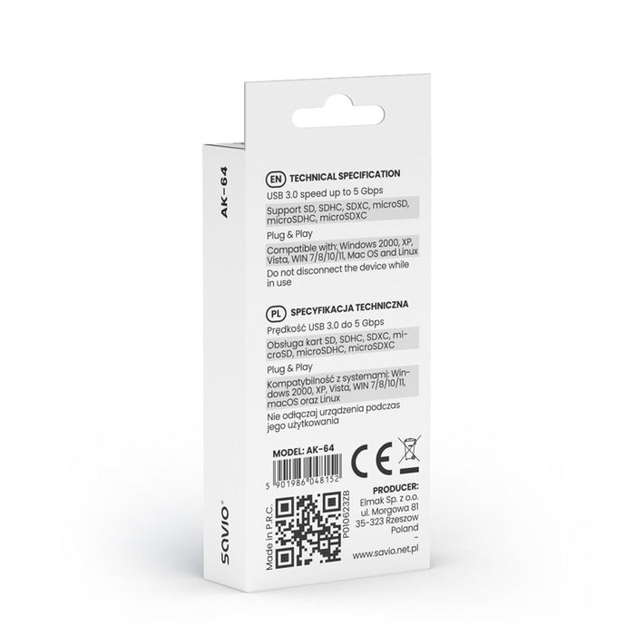 EAN 5901986048152 - Savio AK-64 tarjeta y adaptador de interfaz USB 3.2 Gen 1 (3.1 Gen 1) imagen 5